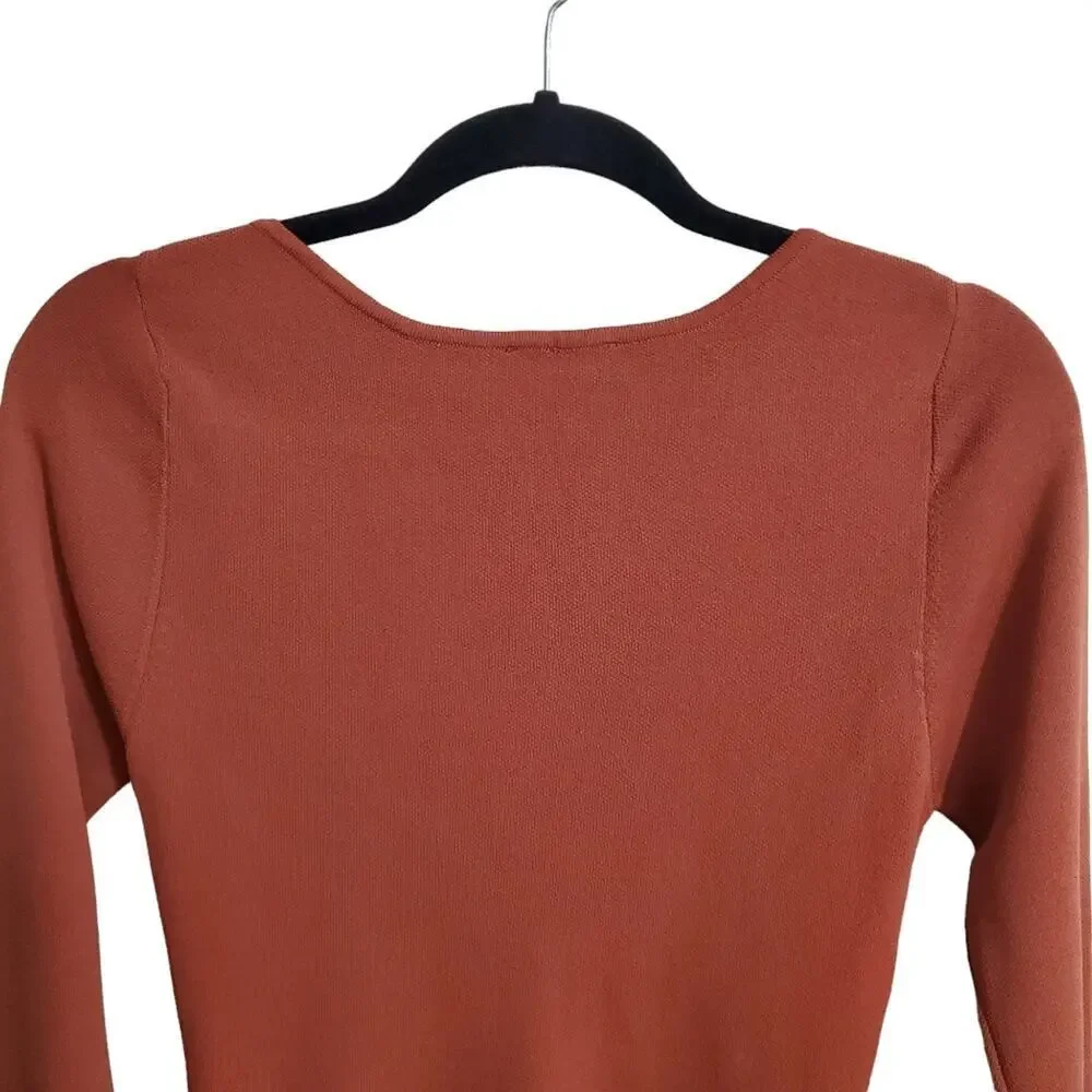 REVOLVE Bardot Maxwell Knit Top cot cutout long sleeve in Copper size L